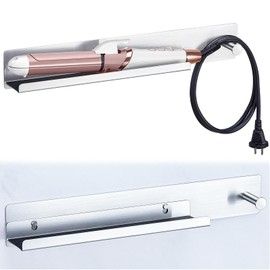 Curling Iron Holder Wall Mount, Flat Iron and Hair Straightener Holder, Stainless Steel Hair Tool Organizer for Hair Dryer Brush and Hots Tool Accessories, Hair Tool Holder for Bathroom, Silver