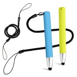 2pcs Kid-Friendly Stylus Pens for Touch Screens, Capacitive Stylus Pen with Spring Cord, Kid Tablet Stylus Pen Children's Crayon Stylus Pen for Touch Screen Devices Smartphones Tablets