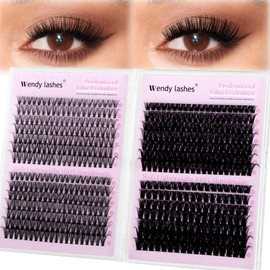 Cluster Lashes,30D+40D+60D+80D Eyelash Clusters D-Curl Fluffy Individual Eyelashes 10-18mm Wispy Lashes Individual Cluster Natural Look DIY Lash Extensions for Beginners
