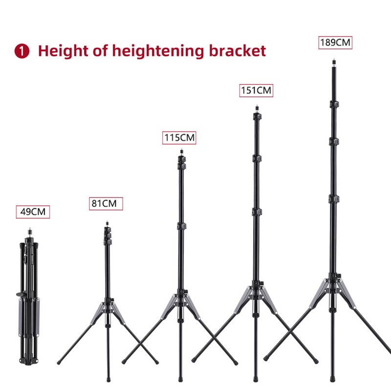189cm/74.4in Adjustable Tripod Stand Video Light Stand Aluminum Alloy Material