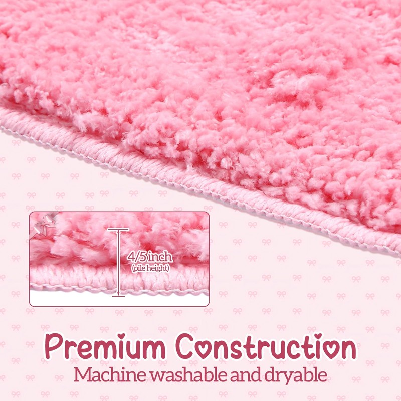 Tinideya Pink Bow Runner Rug 2'x5', Rug for Bath Dorm