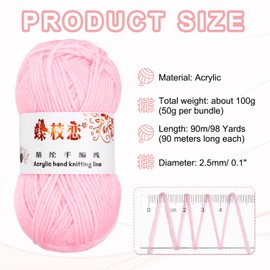 sourcing map Crocheting Yarn, Pink 4 Ply Acrylic Yarn 50g Sport Weight Yarns Bulk Soft and Fluffy Yarns for Knitting DIY Crochet Handicraft Blankets Gift,98 Yards