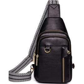 Farcauo Chest Bag for Women Men Crossbody Bag for Women Men Shoulder Bag Chest Bag Sling Bag with Long Straps, # B black chest pocket for men and women
