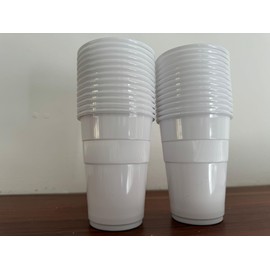 80 Pcs White Plastic Cups 255ml /9oz –Extra Strong White Disposable Cups - Prmium Quality Party Cups for Christmas, Garden Party, Weddings, Picnics -Plastic Cups Reusable and Recyclable 255ml
