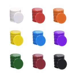 Shapenty 3/4Inch / 19mm Small Plastic Learning Counters Disks Chip Counting Discs Markers for Math Practice and Poker Chips Game Tokens with Storage Box, 9 Colors, 135PCS