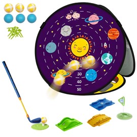 POWCAVA Kids Golf Set with Club - 28Pcs 4-in-1 Kids Sticky Golf Games Set, 4 -Sided Golf Chipping Net，Multiple Game Modes, Sports Outdoor Indoor Toys, Christmas Birthday for Girls Boys