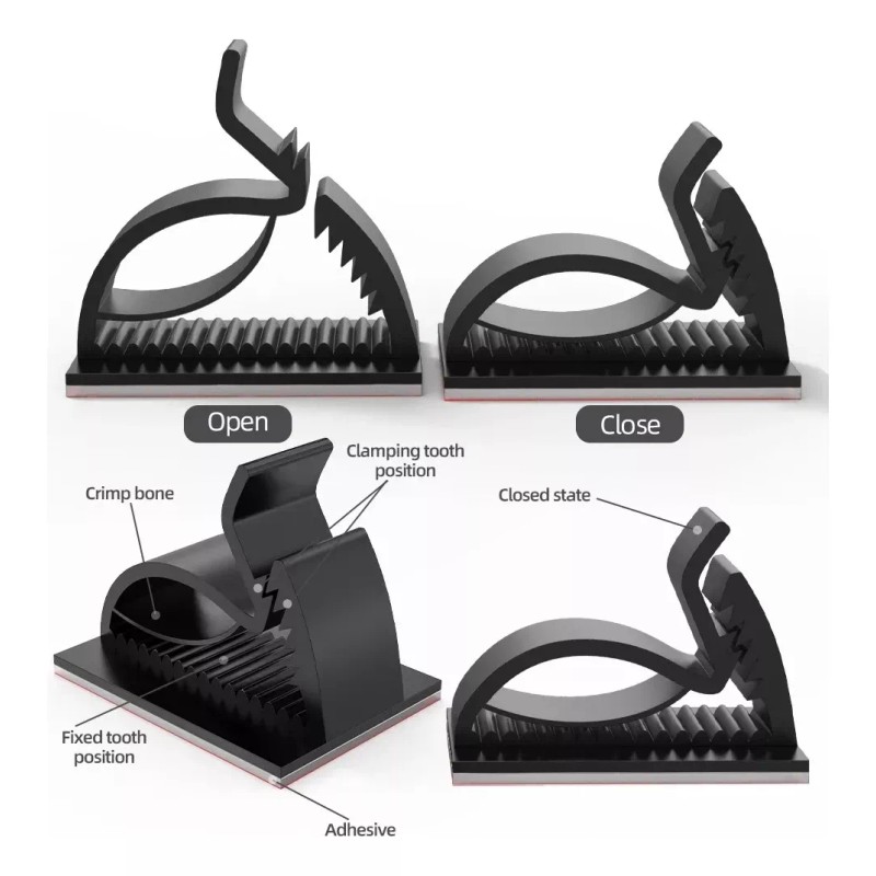 Estuchelandia 50 Pzs Clip Organizador Ajustable Cables Autoadhesivo Sosten