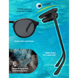 SOJOS SJ2510 Women's Polarised Round Men's Retro Vintage UV400 Protection Sunglasses, Black / Grey