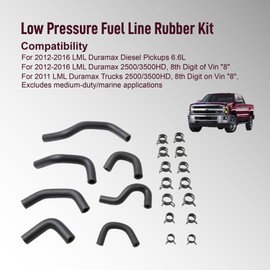 Low Pressure Fuel Line Rubber Kit Fit For Deluxe LML Duramax 2500/3500HD 2011-2016 6.6L Diesel Pickups Replace 12636276 12636277 12636274 12645582 12624346 12636275 12636270