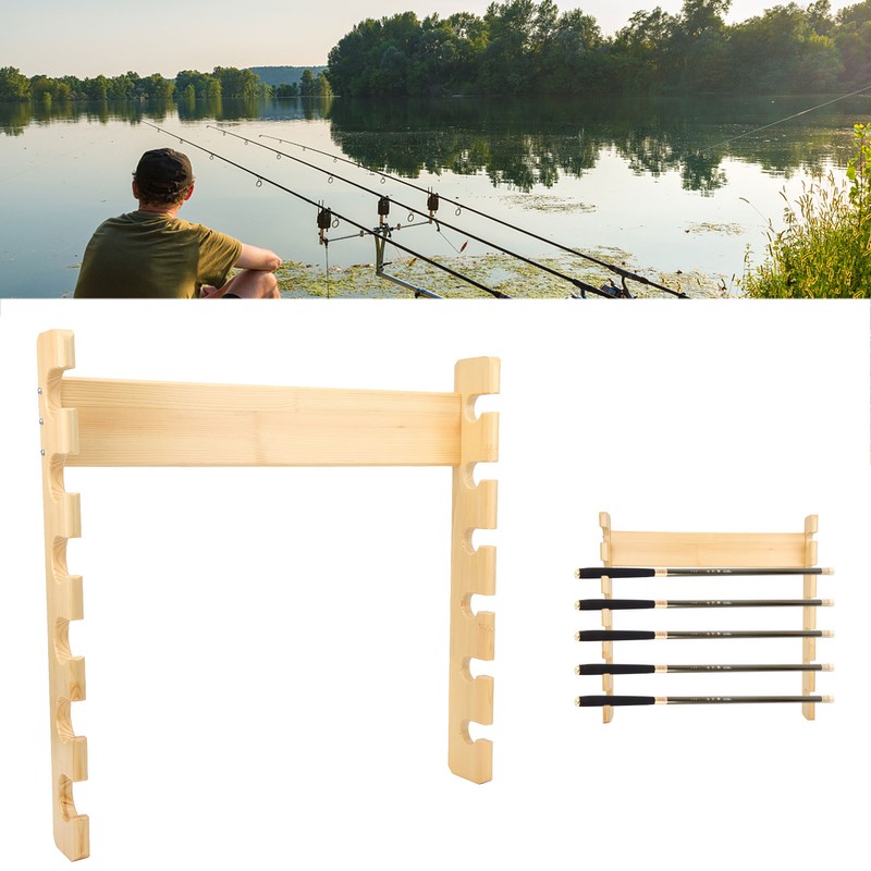 Fishing Rod Storage Rack Holder Pole Bracket WallMounted 6 Position