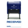 RECEIVED W/Fecha Line SELF-INKING Oficina Sello de hule, Azul