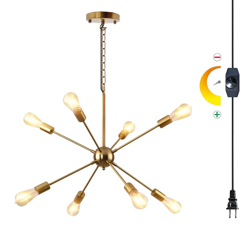 HOXIYA DIMMABLE 26.3" Modern Plug in Sputnik Chandelier with Cord,