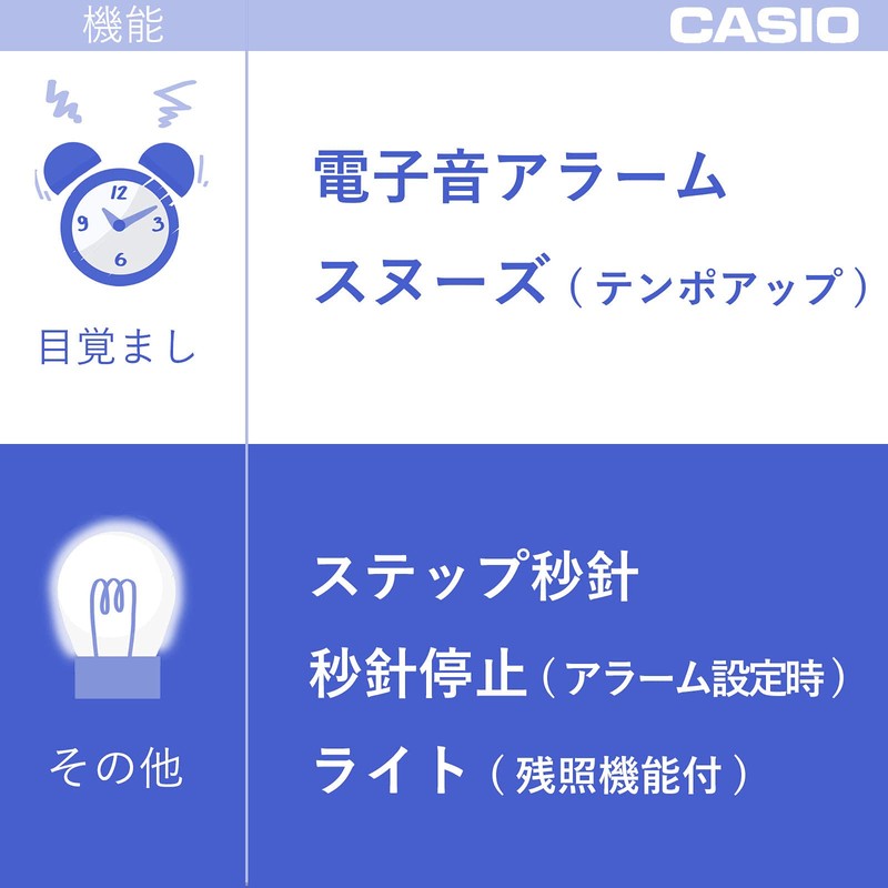 CASIO(カシオ) 目覚まし時計 電波 ホワイト アナログ ライト 付き TQ-700J-7JF