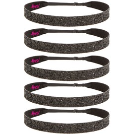 Hipsy Women's Adjustable No Slip Black Bling Glitter Team Sports Headband Multi Packs (Wide Black 5pk)