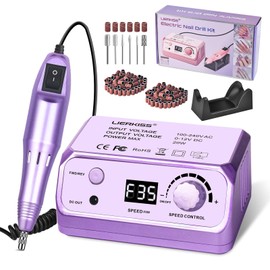 LIERKISS Electric Nail File Nail Drill Professional 35000RPM Drill Nail Electric E Filer for Nails with 100pcs Sanding Bands and Nail Drill Bits for Acrylic Nail Drill Gel Nail Manicure Pedicure
