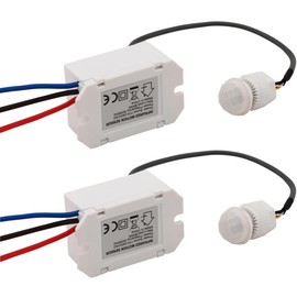 Greluma 2PCS Infrared Sensor Switch Mini Infrared Motion Sensor for Indoor Installation 220V Built-in Motion Sensor Detection Range 8M @ 360°