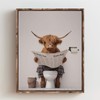 Funny Highland Cow Wall Art, Rustic Farmhouse Bathroom Wall Art