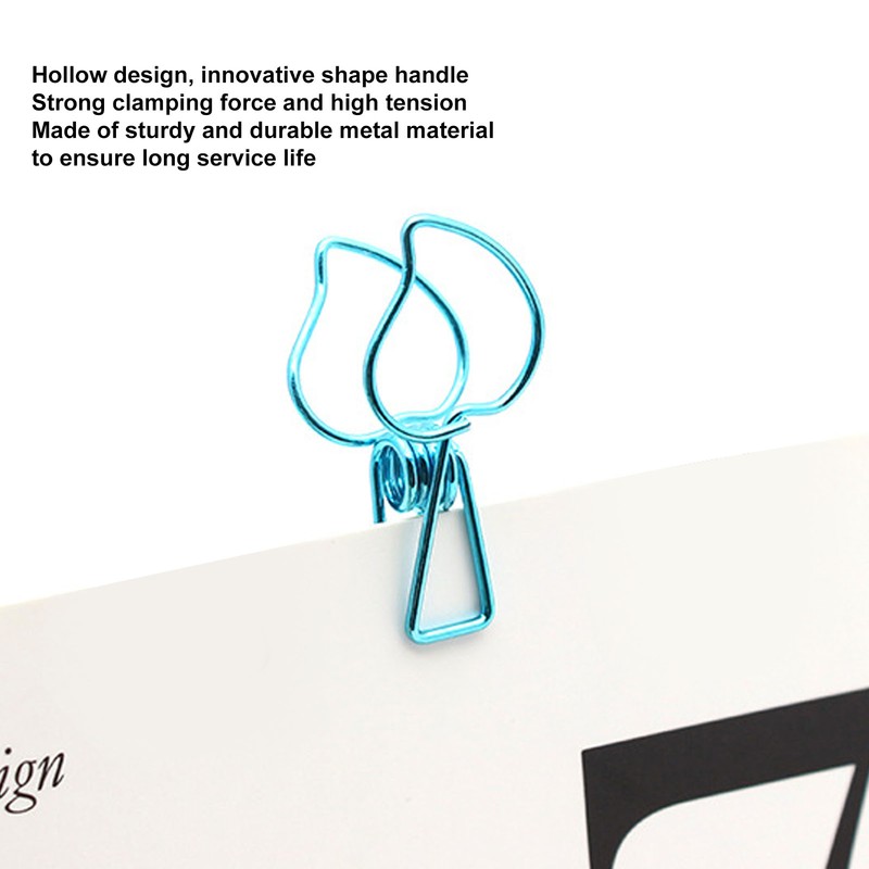100pcs Binder Clips Cute Cartoon Peach Shape Metal Hollow Tail