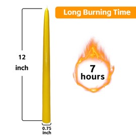 Lacaser 12" Tall Beeswax Taper Candles, Long Candle Sticks, Pure Bees Wax Candles for Home, Dripless & Smokeless & Unscented, Burning Time 7~8 Hours, 8 Pcs