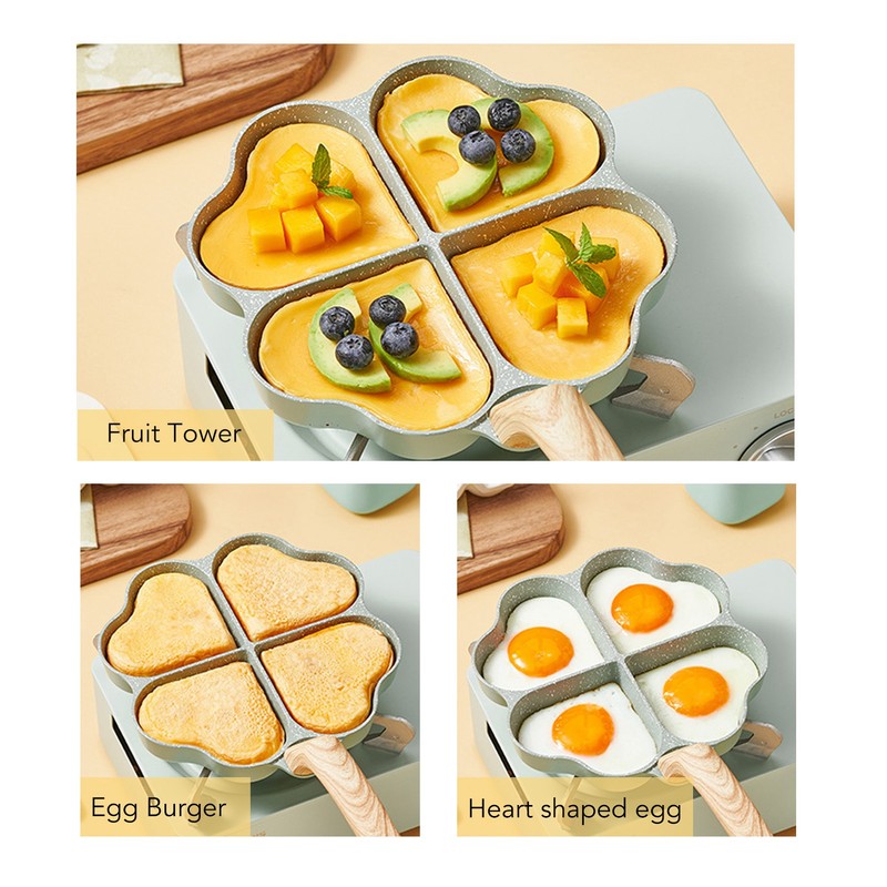 Egg Frying Pan Nonstick Heart Shaped 4 Cup Uniform Heating
