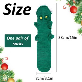 Darryy Women's Crocodile Socks, Crocodile Motif, Floor Socks, Funny Socks, Creative Gifts, Size 32~46, Lifelike, Green, Green