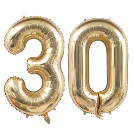 40 Inch Champagne Gold Number 30 Balloons，30th Birthday Decorations Supplies. (30)