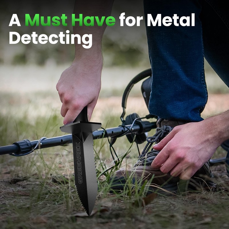 GreenRex Metal Detector Shovel, Heavy Duty Double Serrated Digging Tool