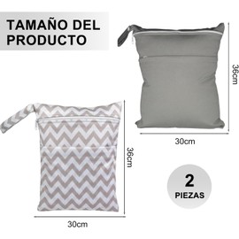 2 Bolsas Húmedas Secas para Pañales de Tela de Bebé, Bolsa Impermeable para Ropa Mojada Reutilizables y Lavables, con Dos Bolsillos con Cierre de Zíper para Viajes, Accesorios para Bebés Sucios, Playa