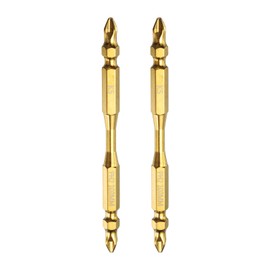 sourcing map 2pcs #2 Phillips Double Ended Screwdriver Bit PH2 1/4" Hex Shank 4" Magnetic Anti Slip Cross Head Drill Bits Titanium Coated K5 Steel Industrial Screw Driver Tools, Gold