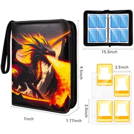 Scrapbook for Cards Album, Trainer Trading Card Albums, High-Quality PU Waterproof Collection Scrapbook, Folder Book, 400 Pockets, Books for Trading Cards and Trading Cards with 50 Pages, Orange