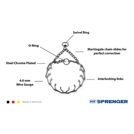 Herm Sprenger Prong Dog Training Collar Ultra-Plus Chrome Plated Steel Pet Pinch Collar No-Pull Collar for Dogs Anti Pull Training Collar Made in Germany 4mm x 25in Large