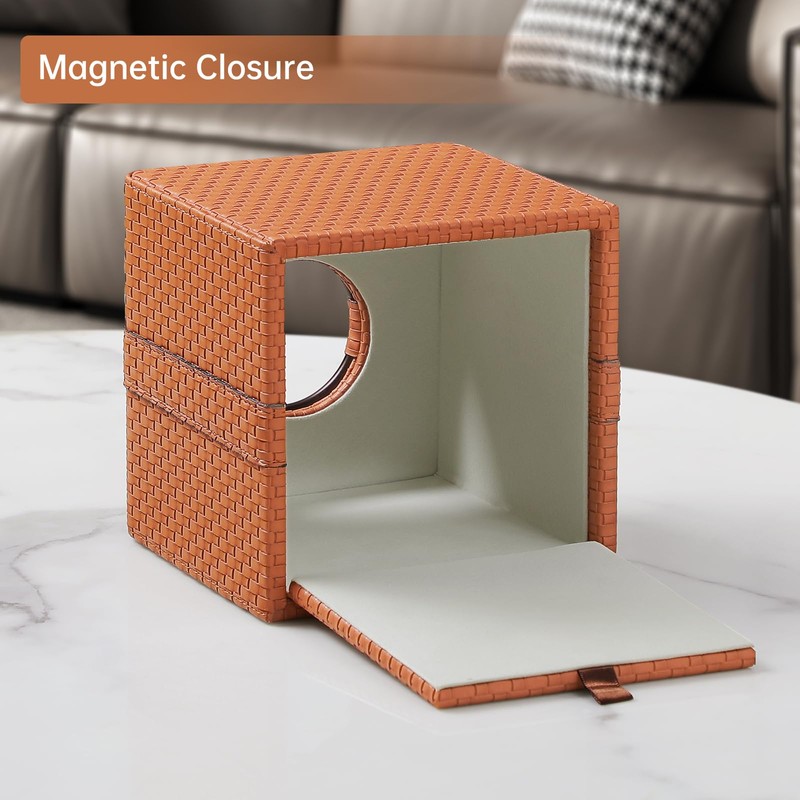 MEIBOOCH Square Tissue Box Cover with Magnetic Closure, Luxury PU