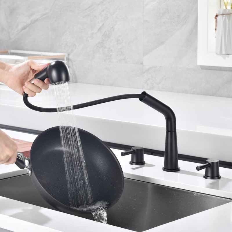 RULIA Kitchen Faucet, 2 Handles Kitchen Sink Faucet, 3 Holes