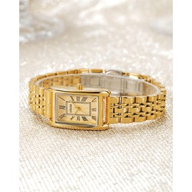 CIVO Gold Women's Watch Vintage Watch Small Rectangular Watches Women's Analogue Quartz Women Watch Classic Gifts, A1 gold., Standard, Bracelet