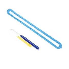 58cm Blue, Long Knitter Loom with Pins & Hook Tool, Crochet Machine for Hand Knitted Scarves, Blankets, 26/36/47/58 Teeth, DIY Knitting Looms Set