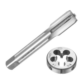 uxcell 2pcs Tap and Die Set, Metric 9/16-24 UNEF Thread Taps & Round Die, Tapping Threading Tool Tap & Die Kit for Nut Screw Bolt Thread Repair