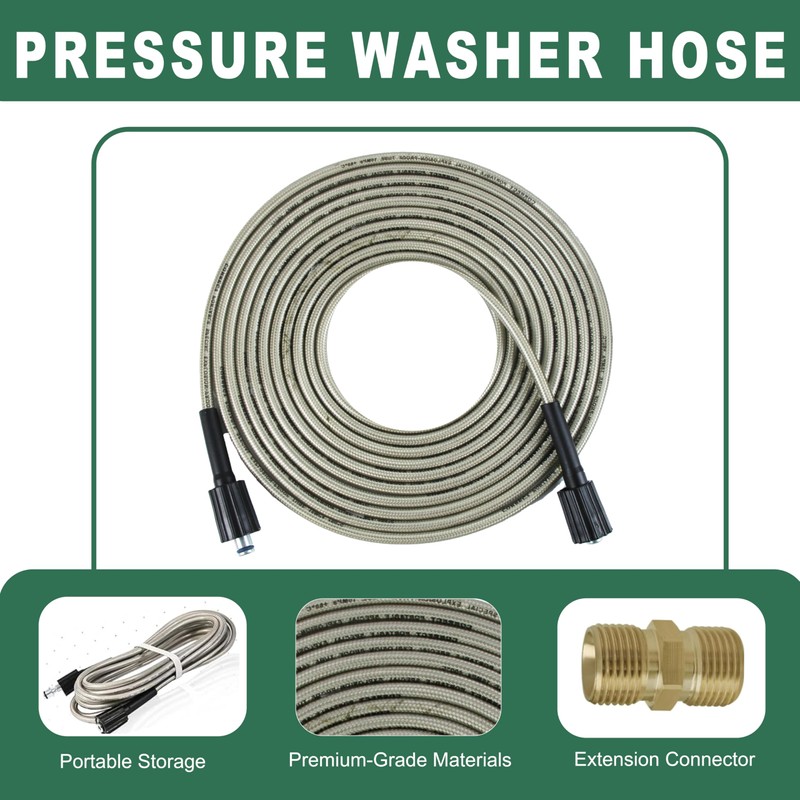 LycorTrade 25FT Pressure Washer Hose, 1/4'' Kink Resistant Power Washing
