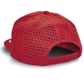 Plain Workout Hats for Men 7 Panel Laser Vented Snapback Cap Gym & Outdoor Training Hat (RED)