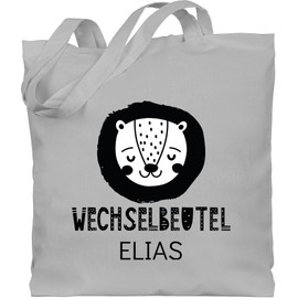 Geschenk mit Namen personalisiert by Shirtracer - Cotton Bag - Nursery Bag Change Bags Girls - Change Bag Lion, 2 Light Grey