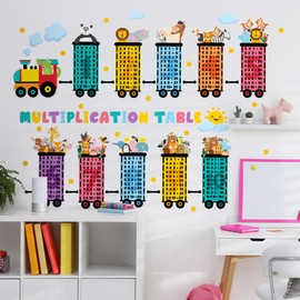 Times Tables Poster - 55 X 192CM Multiplication Tables For Kids of Animals for Train, Times Tables Wall Stickers, Times Table Chart, Times Table Poster For Kids, Kids Sticker Chart,Maths Posters Kids