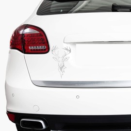 Deer Sticker Film Decor for Car, Car Accessories, Deer Head Motif, Deer, Red Deer, Hunting, Hunting, Car Sticker (Metallic Silver, K139 Set Small)