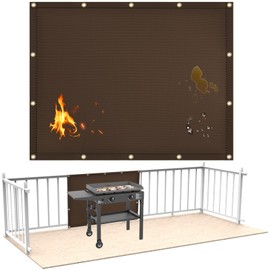 Fireproof Heat Shield for Wall Behind Grill Protect Deck Fence from Grill Heat, Heat Shield Grill Mat, Stove Wall Protector Fridge, Grill Mat Accessories Compatible with Blackstone, 3'x4', Brown