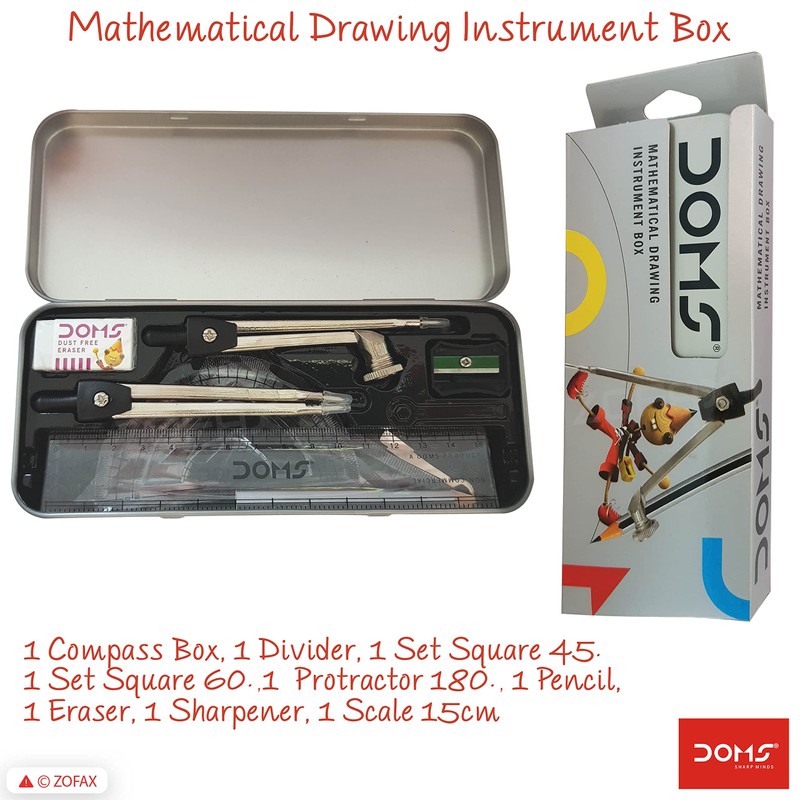 DOMS - 9 Pieces Maths Geometry Box Mathematical Instruments School