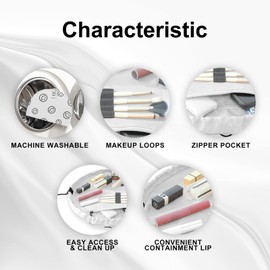 MESTOOTH - Bolsa de maquillaje con cordón abierto, bolsa de cosméticos de gran capacidad para mujer, bolso con compartimentos, bolsa de aseo de viaje, accesorios para organizar, Blanco, Animado