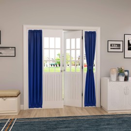 Spring Garden Home Side Window Curtains for Front Door Blackout Window Covering Rod Pocket Privacy Protect Room Darkening French Door Curtain Sidelight Panels, 1 Piece, 25W x 72L inch, Dark Blue