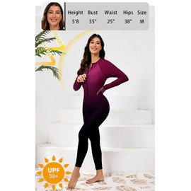 Halcurt Women One Piece Long Sleeve Full Body Swimsuit UPF 50 Long Pants Rash Guard S