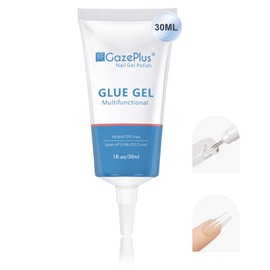 GazePlus Nail Glue Gel for Nail Tips 30ML Clear Soft Gel Nail Tips Glue Gel Long Lasting Curing Needed for Press on Nails Nail Repair Treatment Gems Jewels and Nail Rhinestones