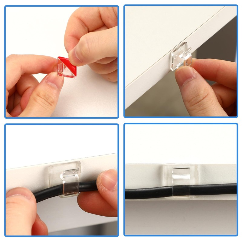 PETKNOWS 80 PCS Adhesive Cable Clips Christmas Clear Light Strip