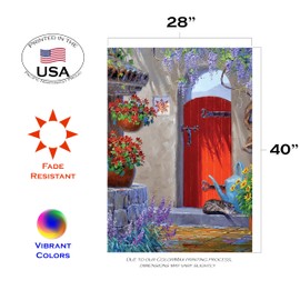 Toland Home Garden 1012688 Feline Floral Spring Flag 28x40 Inch Double Sided for Outdoor Summer House Yard Decoration