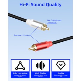 GELRHONR 2Pack 2RCA to 2RCA Cable 1FT, Short 2 RCA Male to 2 RCA Male Stereo Audio Cable for Subwoofer, Speaker, Home Theatre and More (M to M)